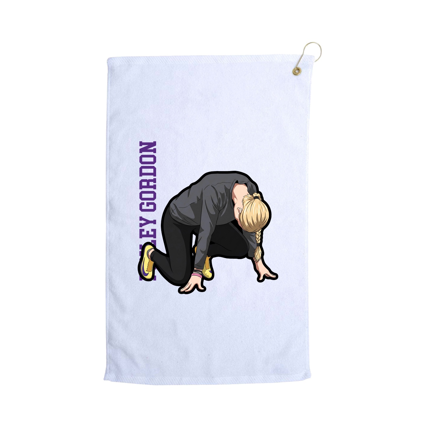 Golf Towel — Name Vertical in White
