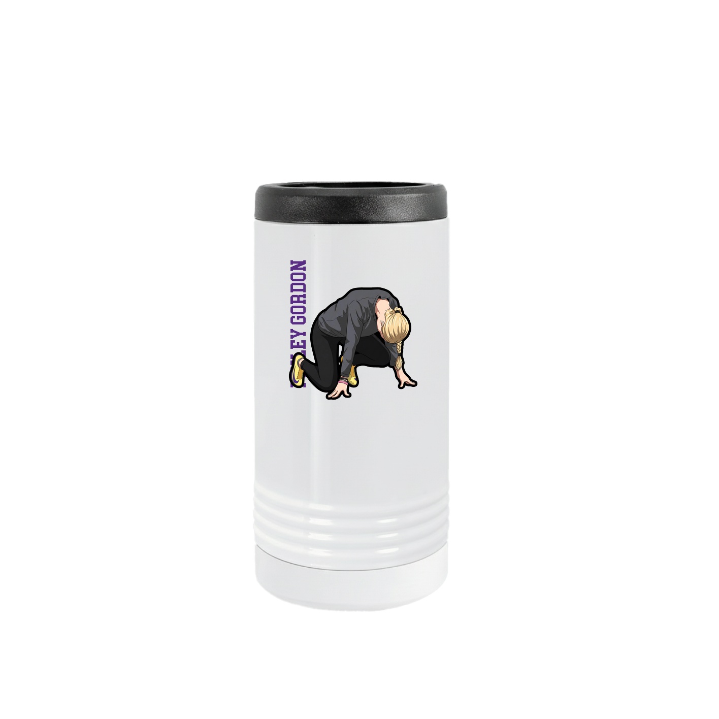 Slim Beverage Holder — Name Vertical in White