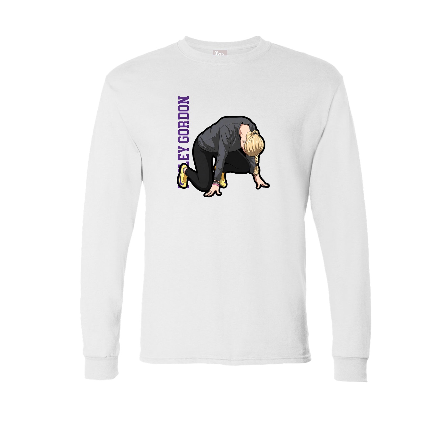 Long Sleeve Tee — Name Vertical in White