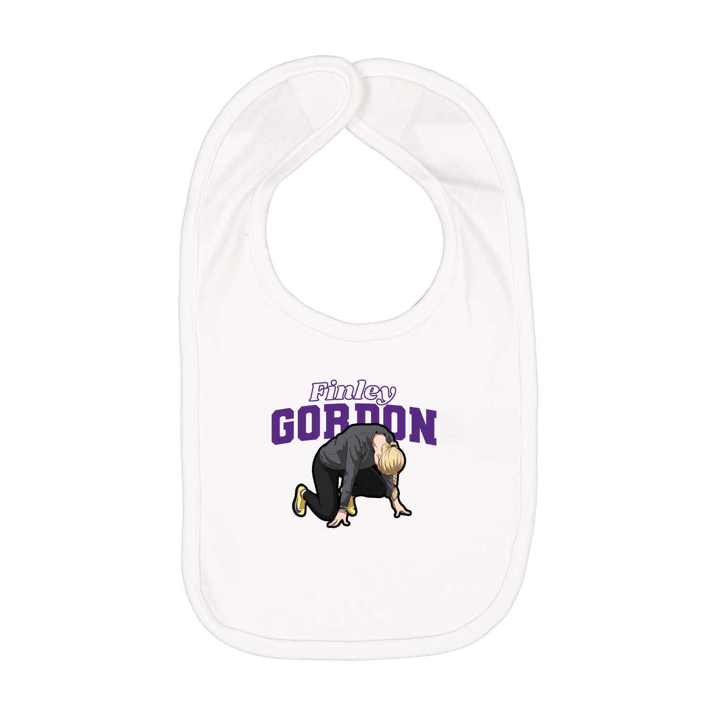 Infant Bib — Name Arch in White
