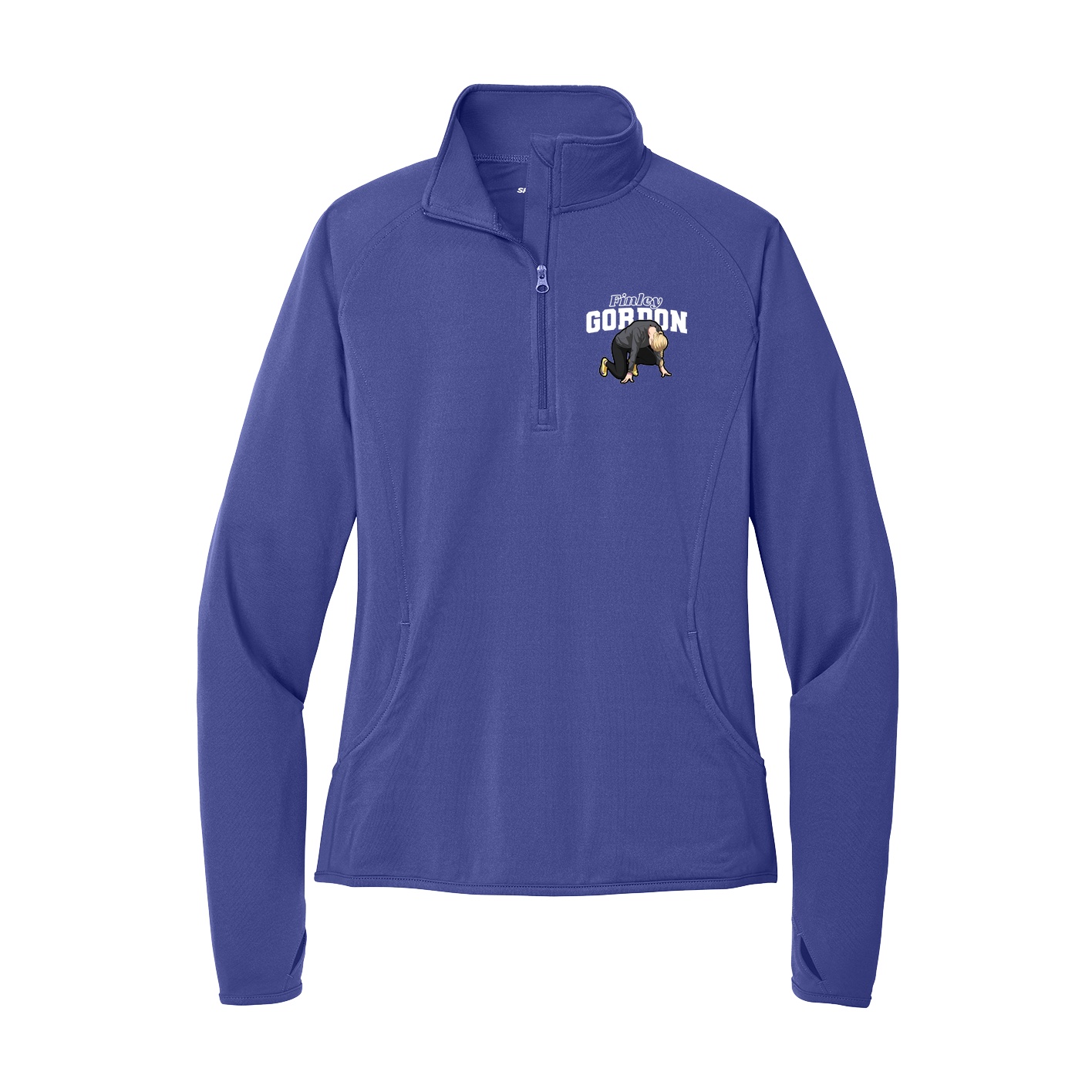 Women's Q-Zip Pullover — Name Arch in Purple
