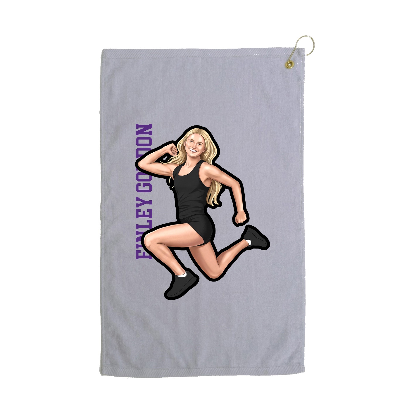 Golf Towel — Name Vertical in Grey