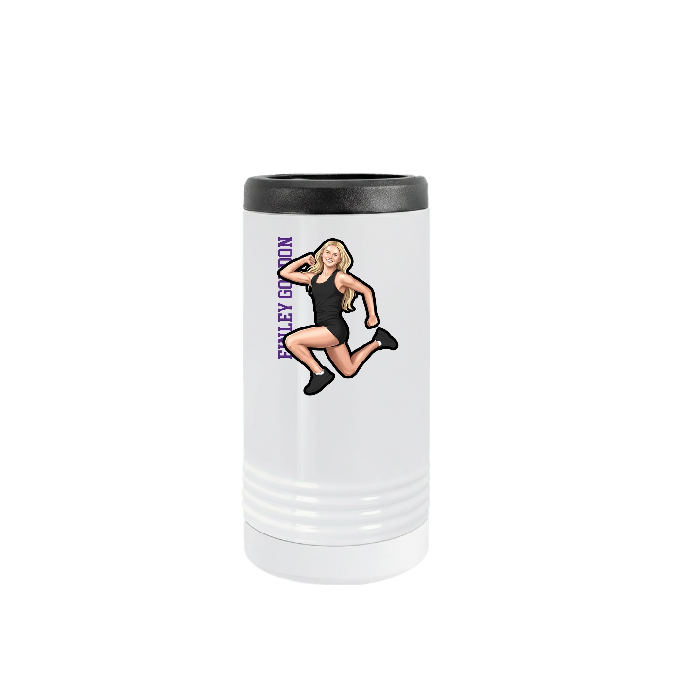 Slim Beverage Holder — Name Vertical in White