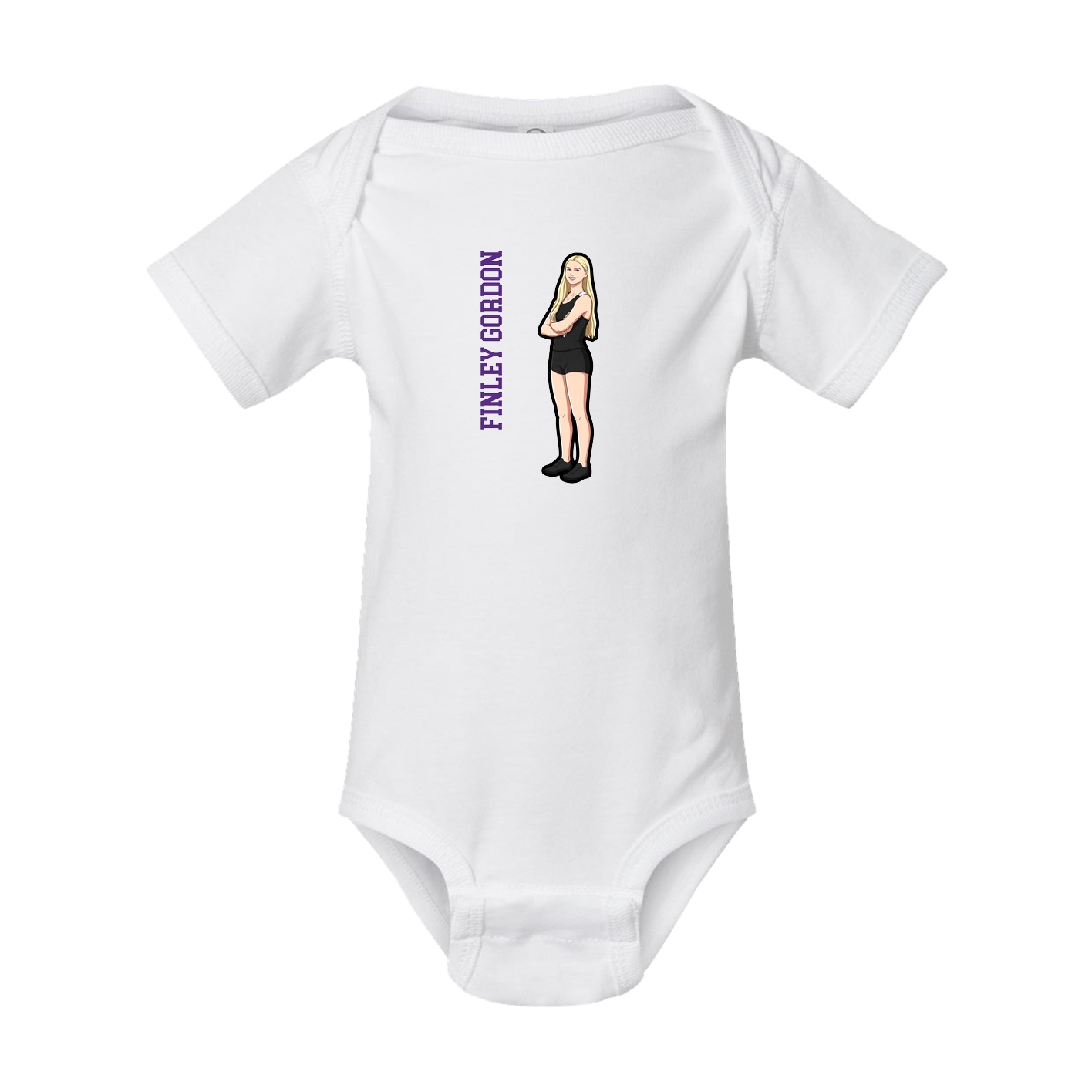 Baby Onesie — Name Vertical in White