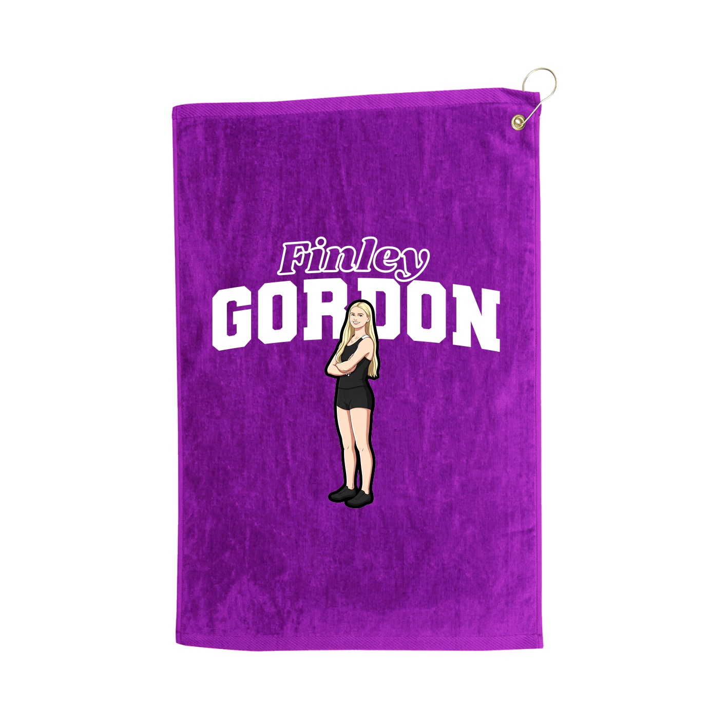 Golf Towel — Name Arch in Purple