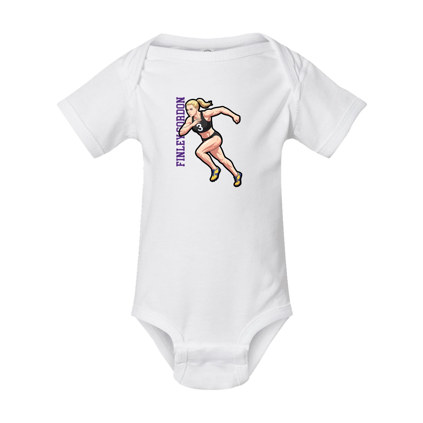 Baby Onesie — Name Vertical in White