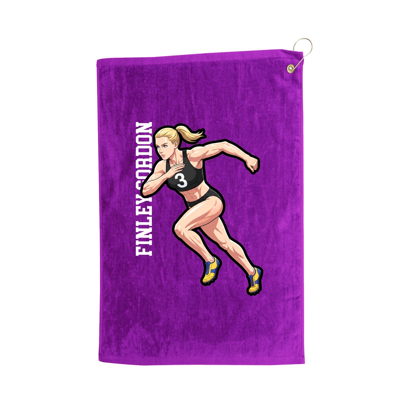 Golf Towel — Name Vertical in Purple