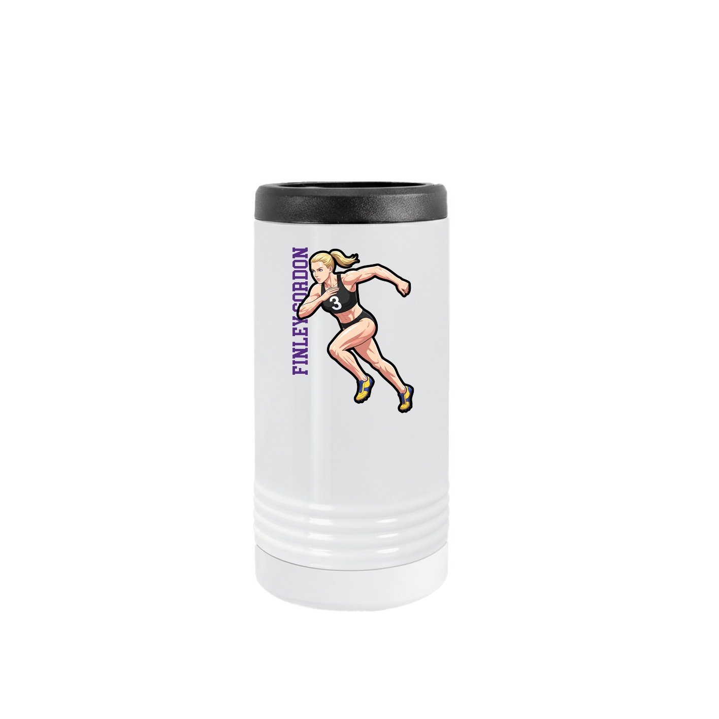 Slim Beverage Holder — Name Vertical in White