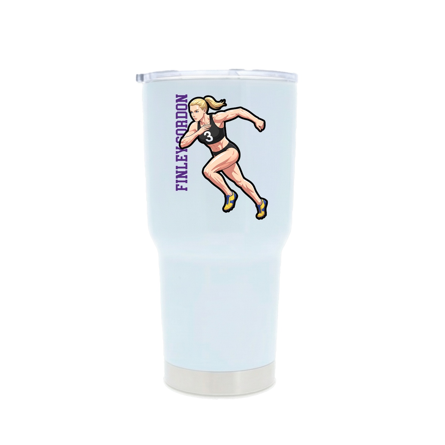 30oz Stainless Steel Tumbler — Name Vertical in White