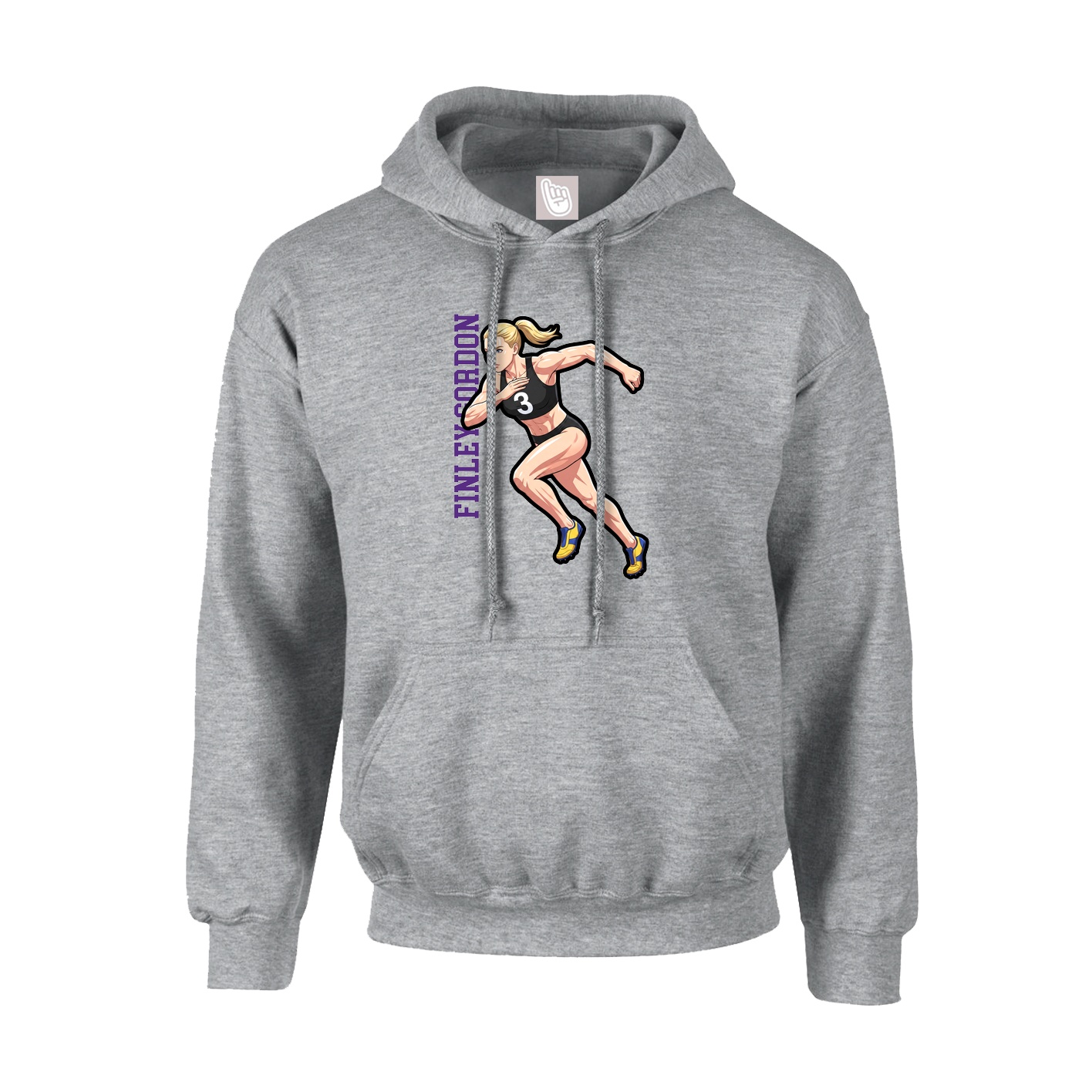 Hoodie — Name Vertical in Grey