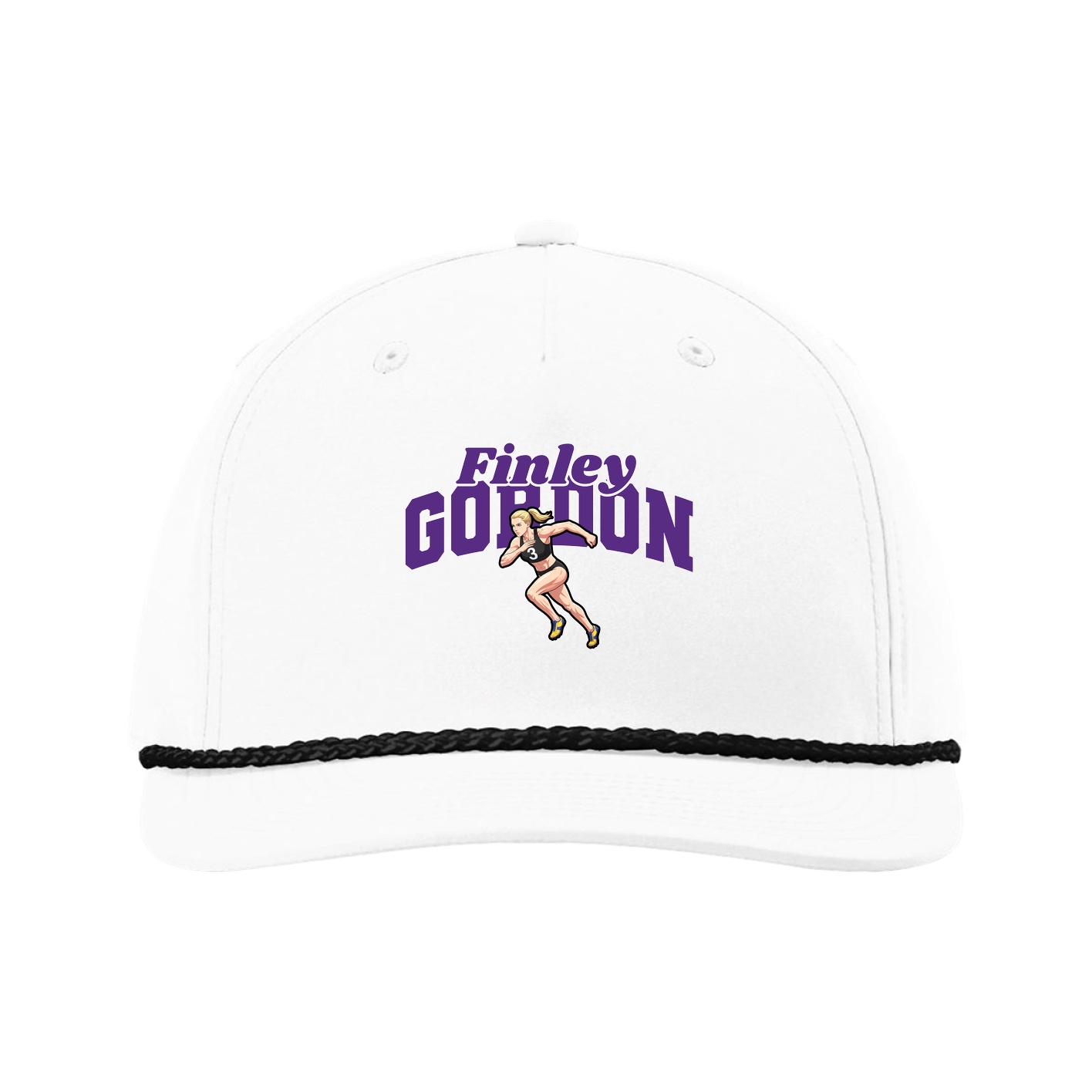 Five-Panel Classic Rope Cap — Signature Arch in White