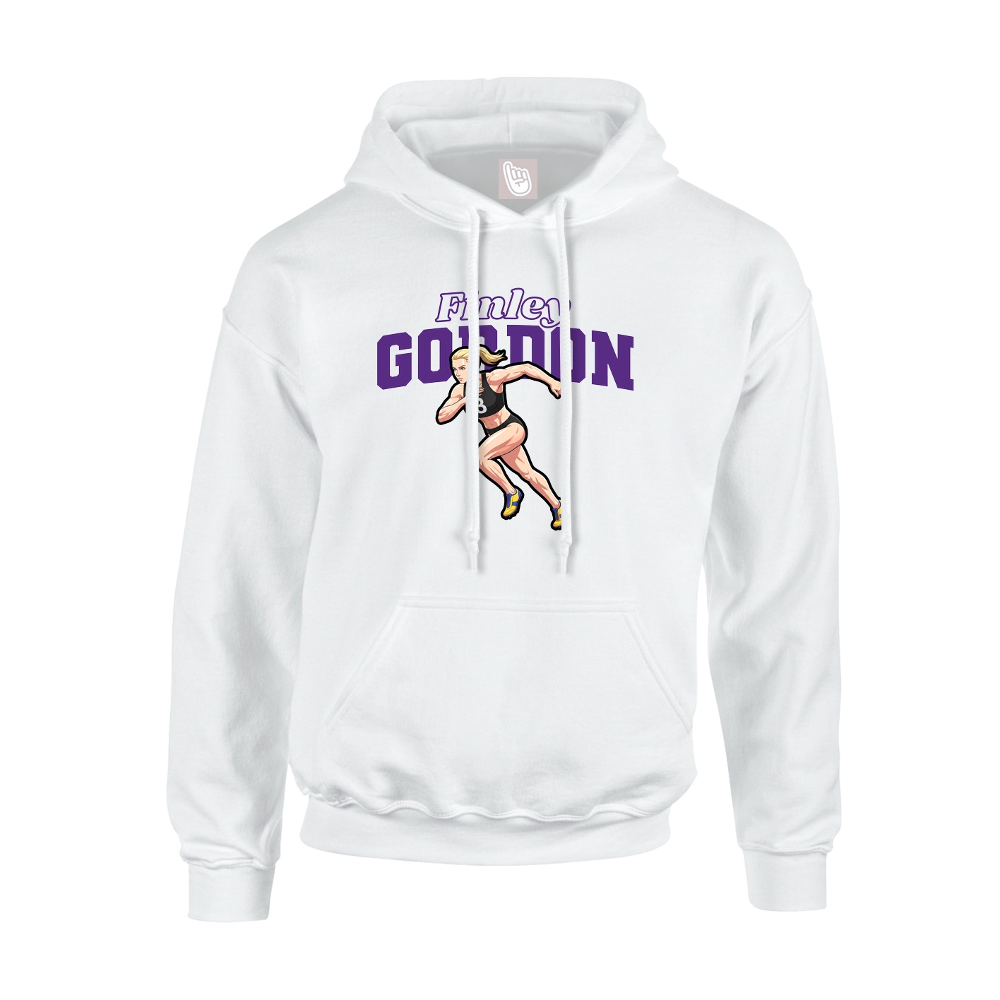 Youth Hoodie — Name Arch in White