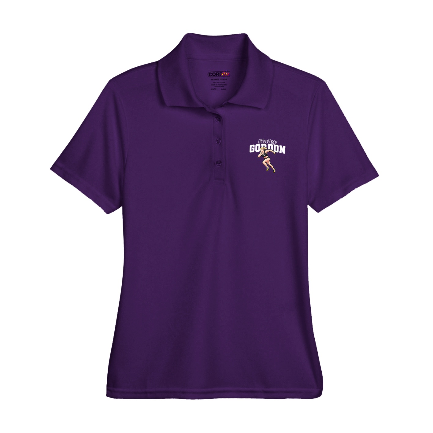 Womens Performance Polo — Name Arch in Purple