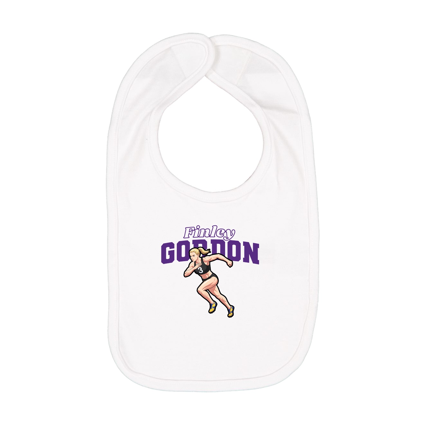 Infant Bib — Name Arch in White