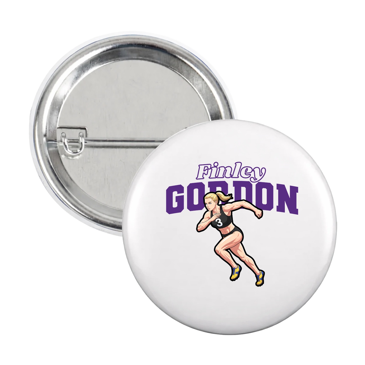 Game Day Button — Name Arch in White