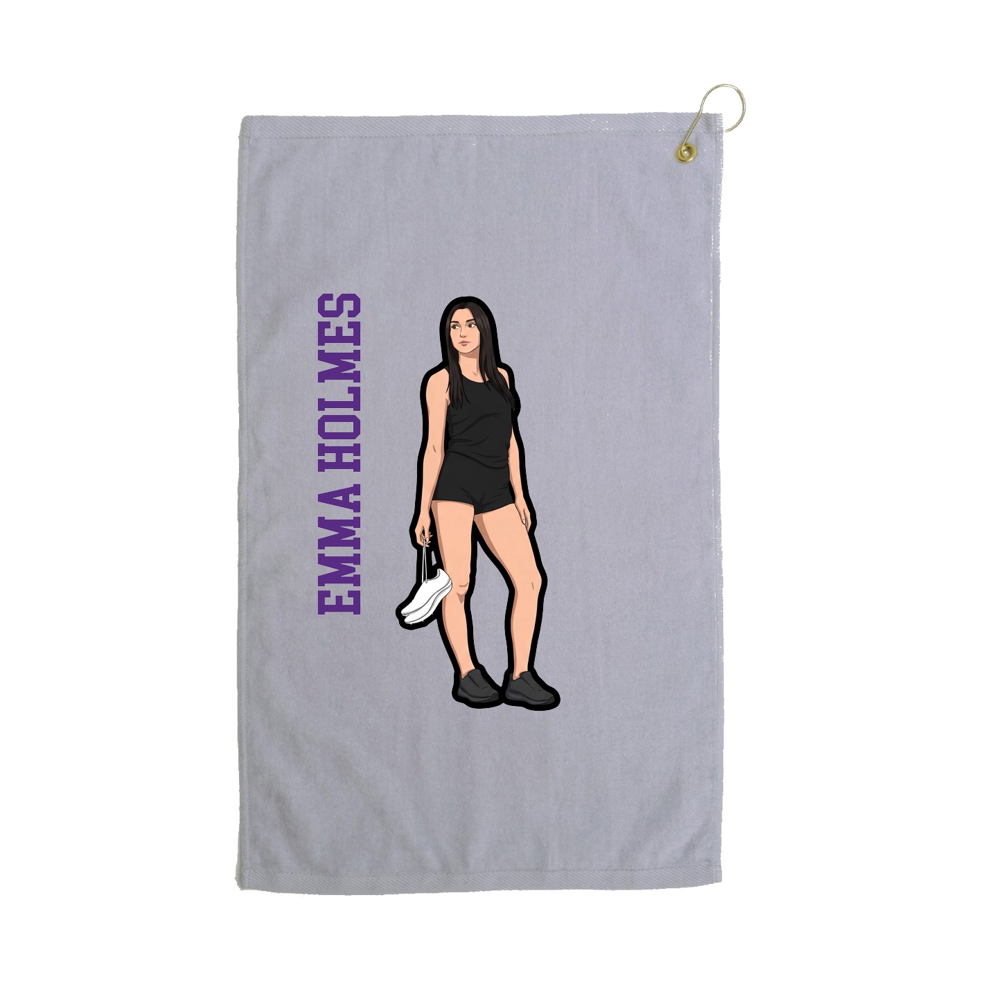 Golf Towel — Name Vertical in Grey
