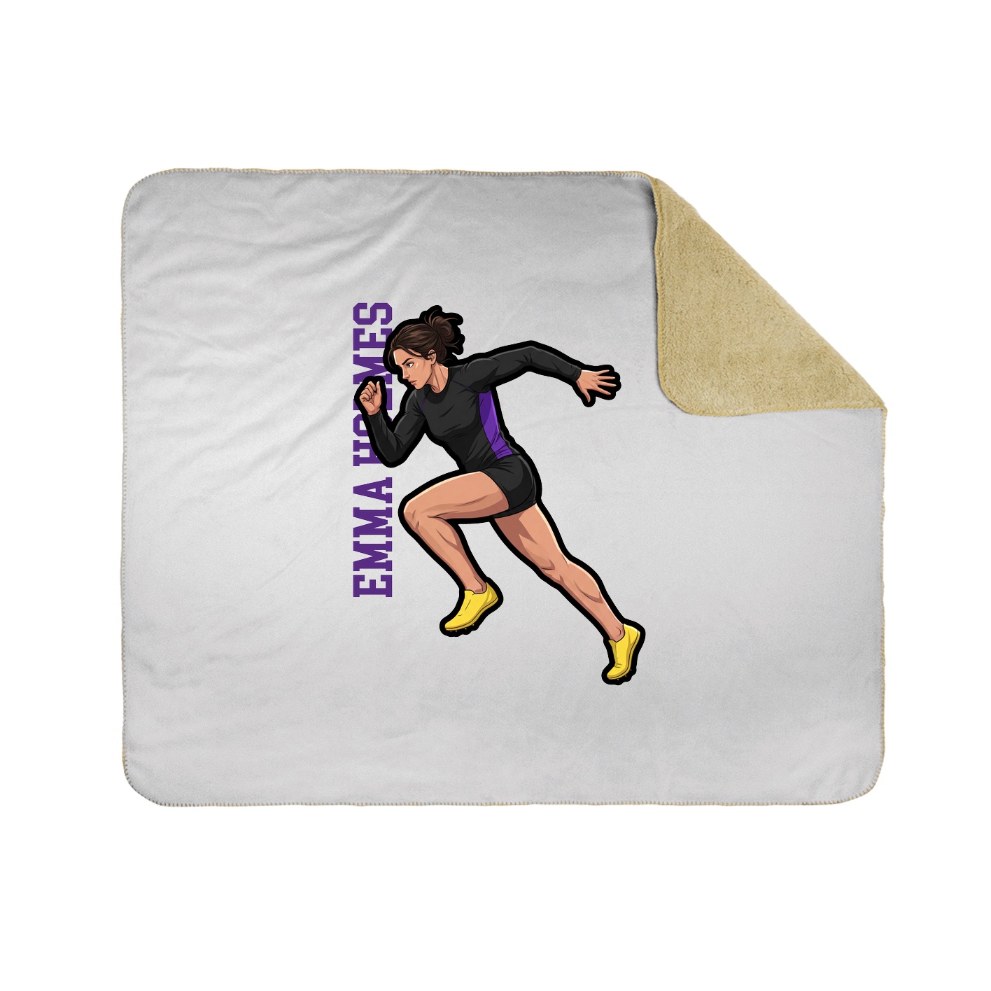 Throw Blanket — Name Vertical in White
