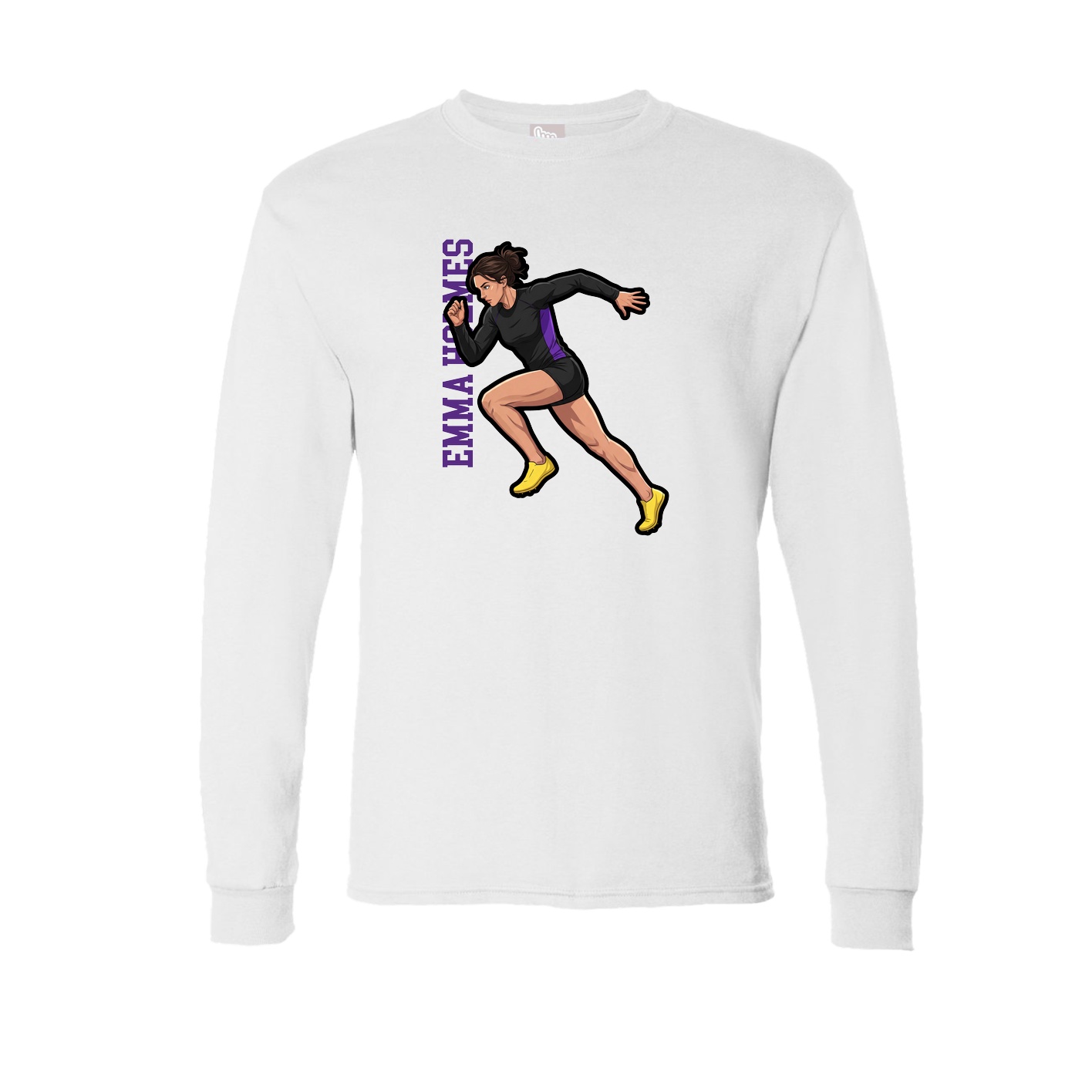 Long Sleeve Tee — Name Vertical in White