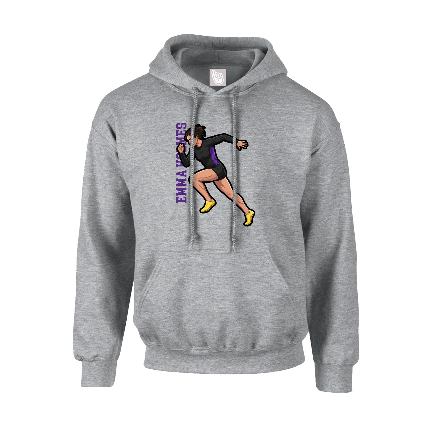 Hoodie — Name Vertical in Grey
