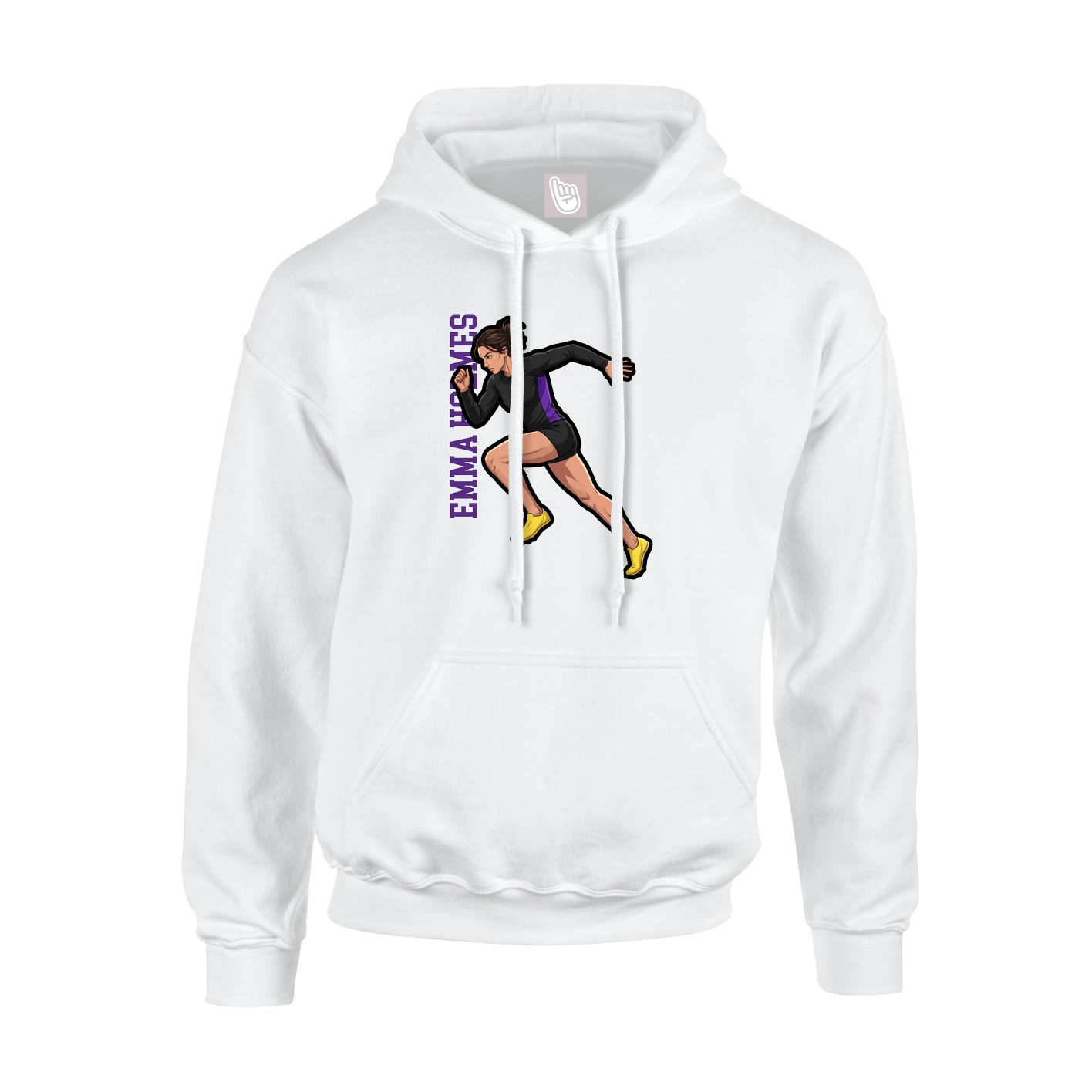Youth Hoodie — Name Vertical in White
