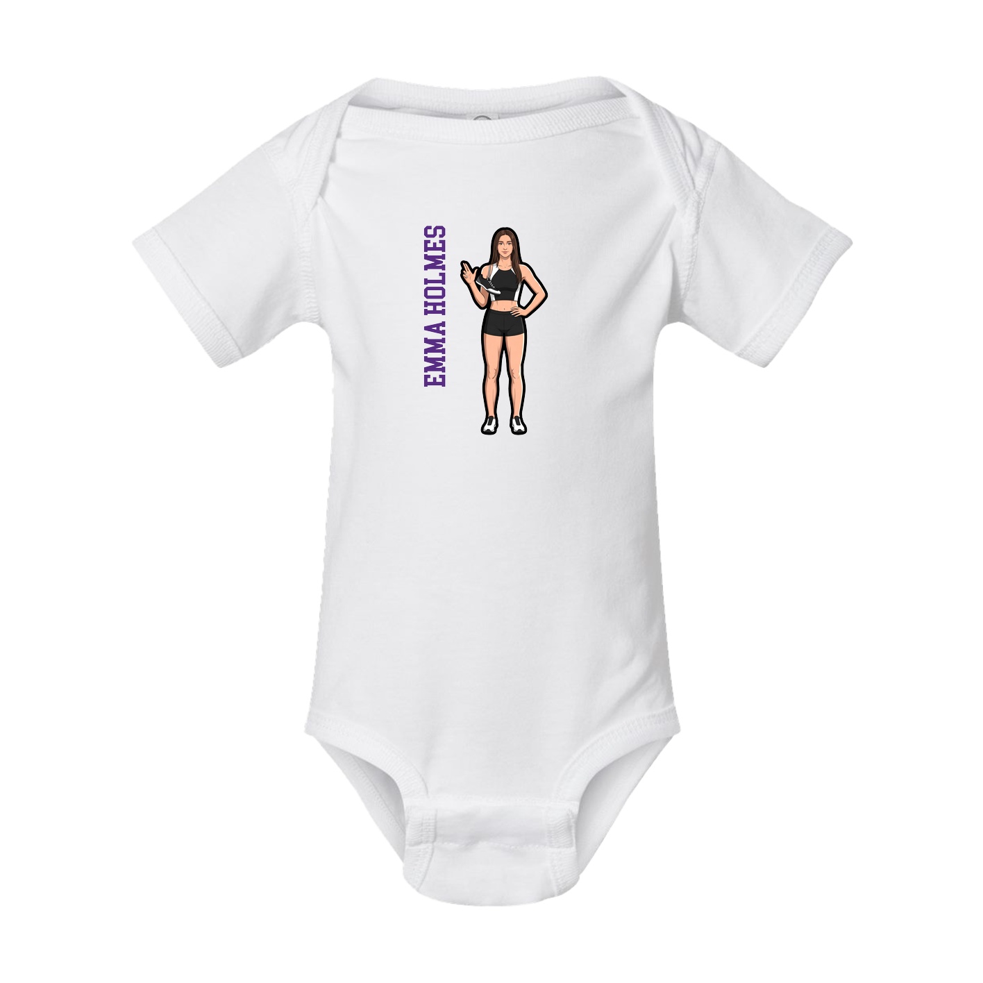 Baby Onesie — Name Vertical in White