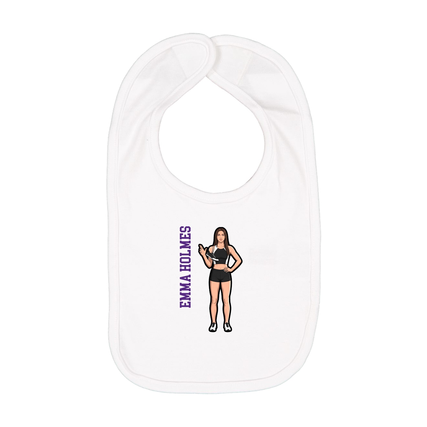 Infant Bib — Name Vertical in White