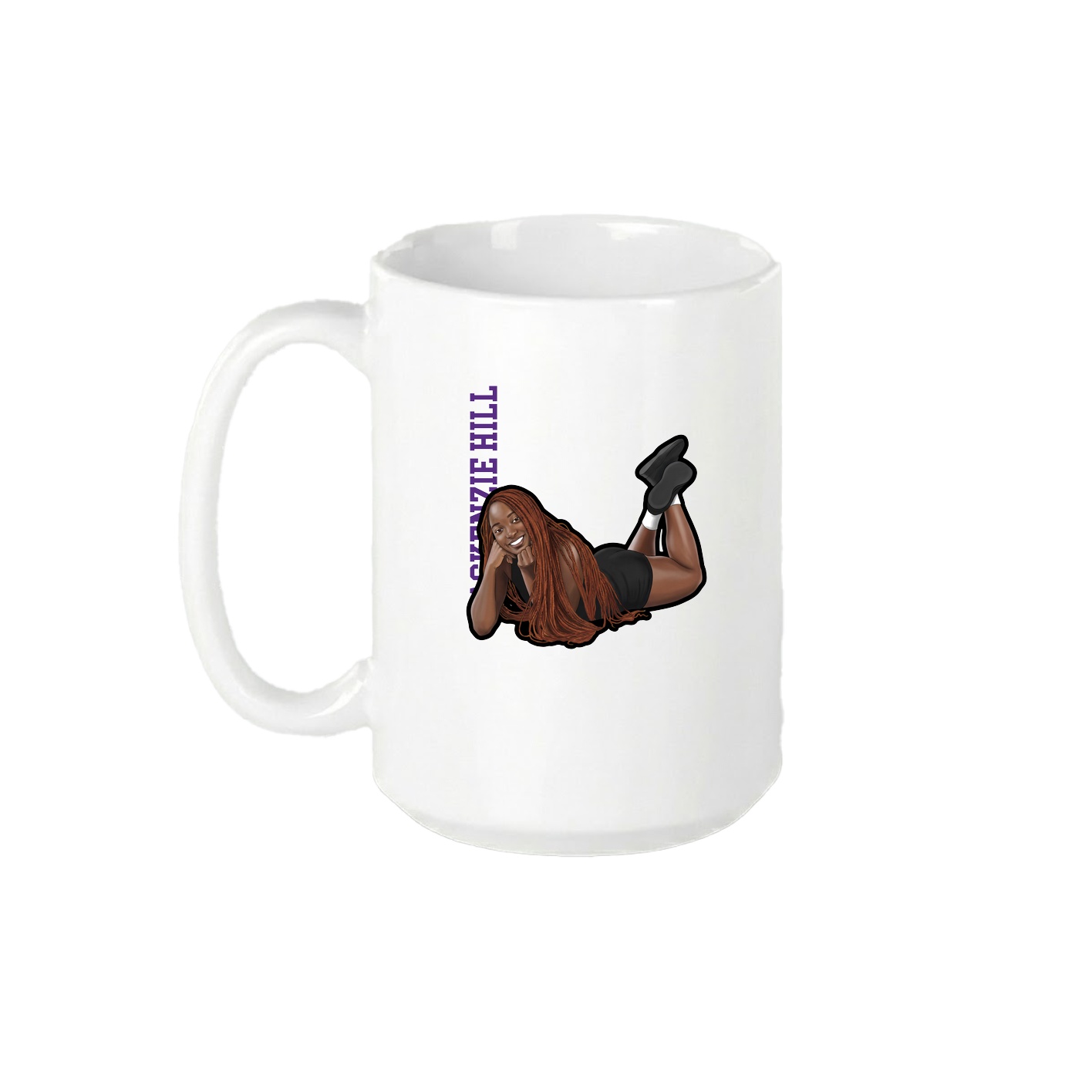 15oz Coffee Mug — Name Vertical in White