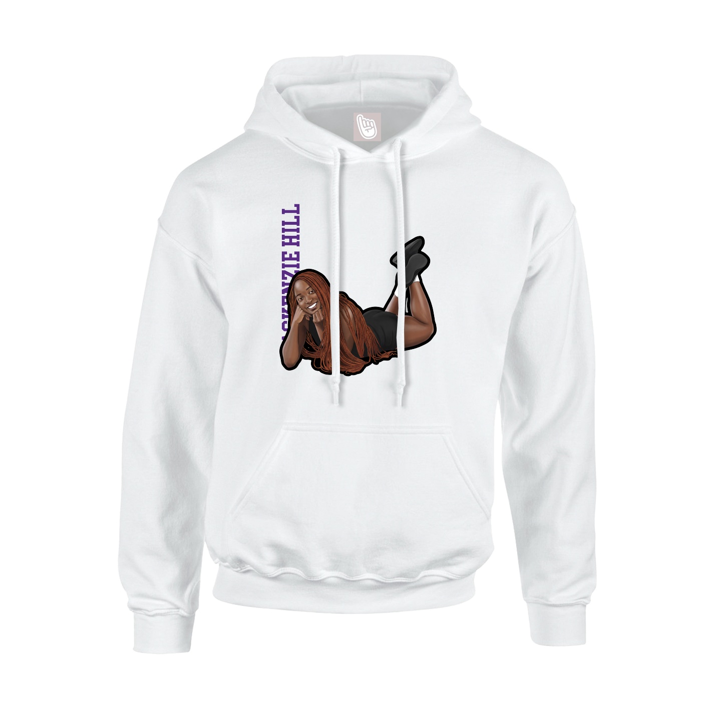 Youth Hoodie — Name Vertical in White