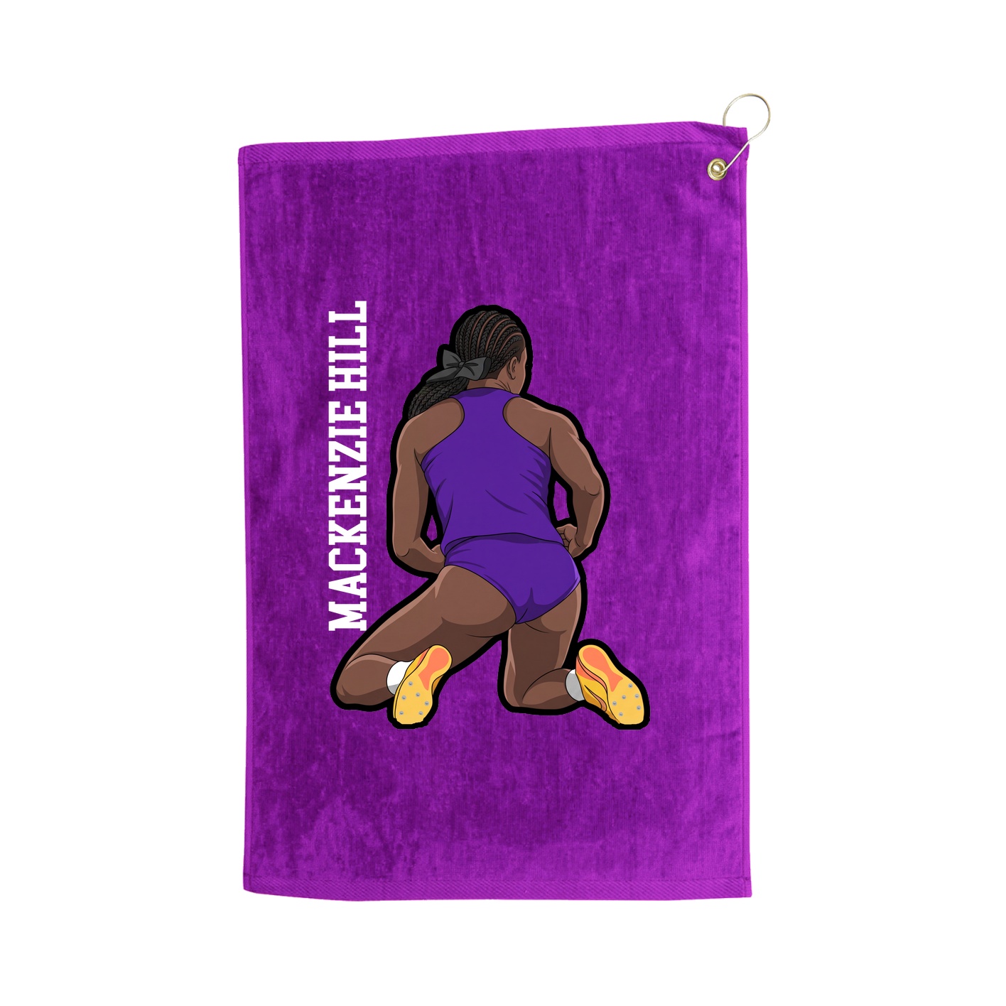Golf Towel — Name Vertical in Purple