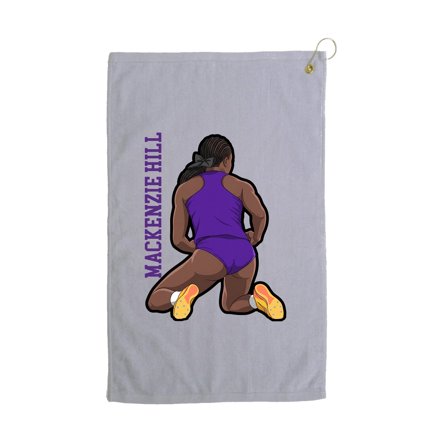 Golf Towel — Name Vertical in Grey