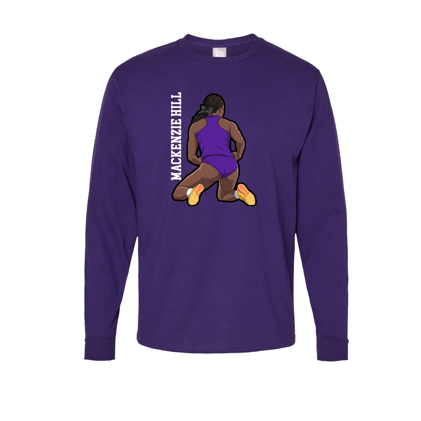 Long Sleeve Tee — Name Vertical in Purple