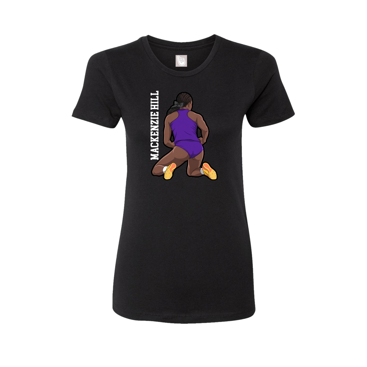 Womens Tee — Name Vertical in Black