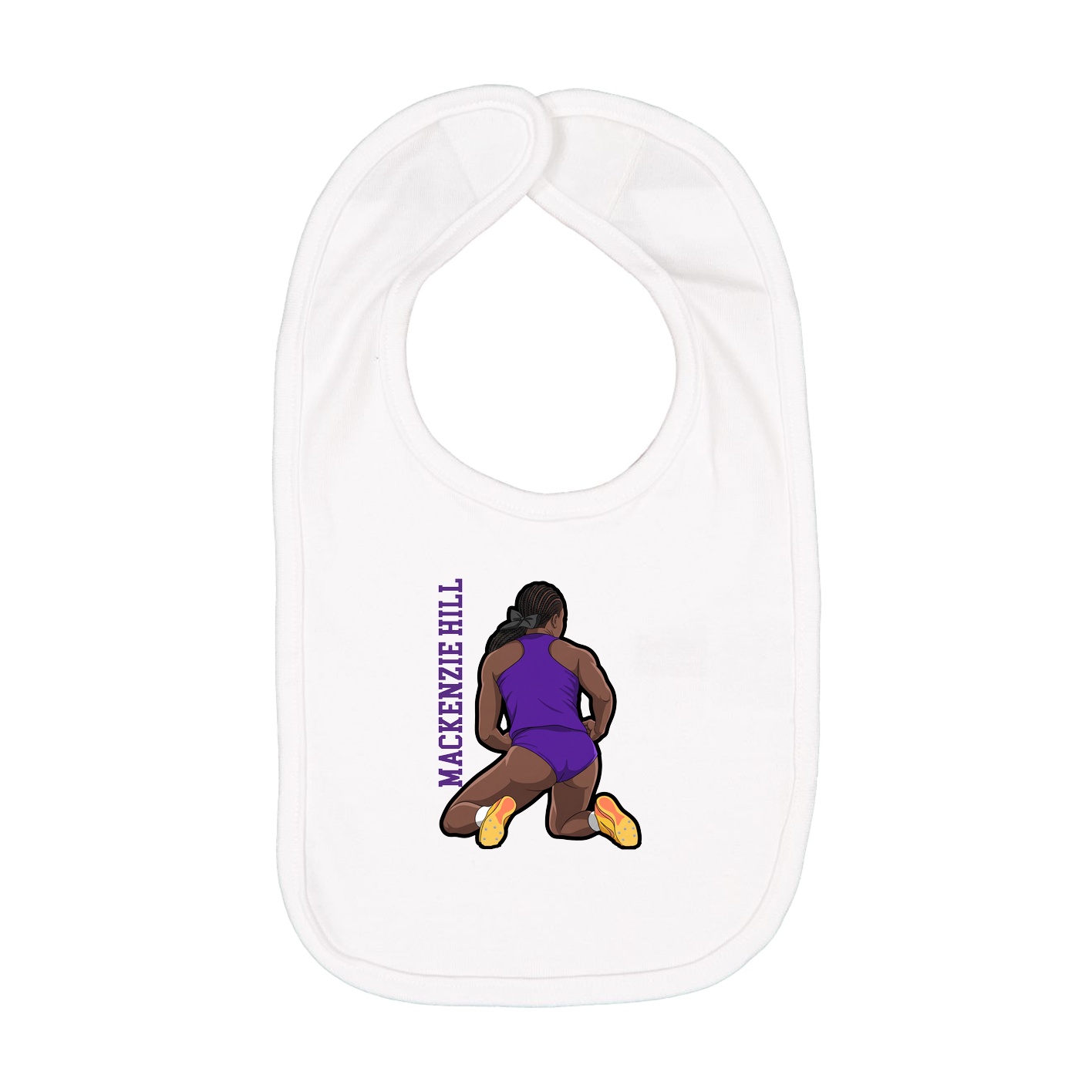 Infant Bib — Name Vertical in White