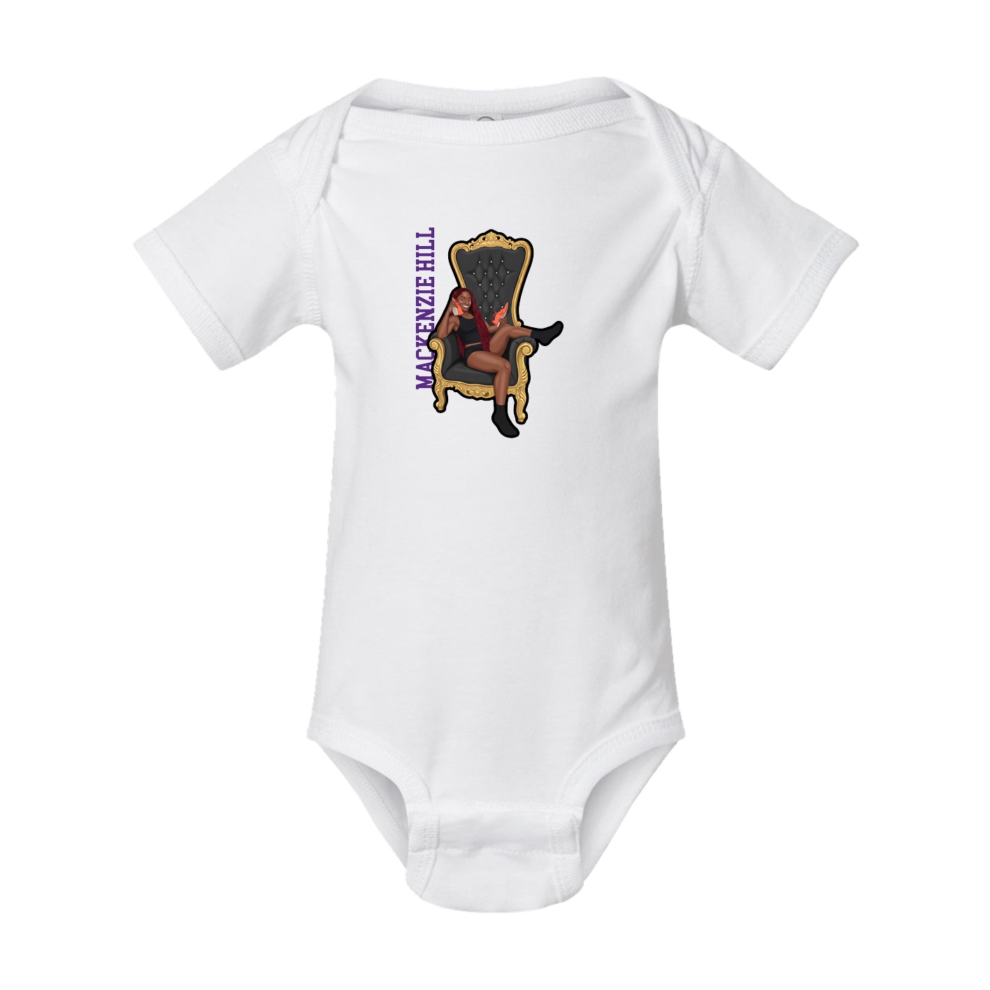 Baby Onesie — Name Vertical in White