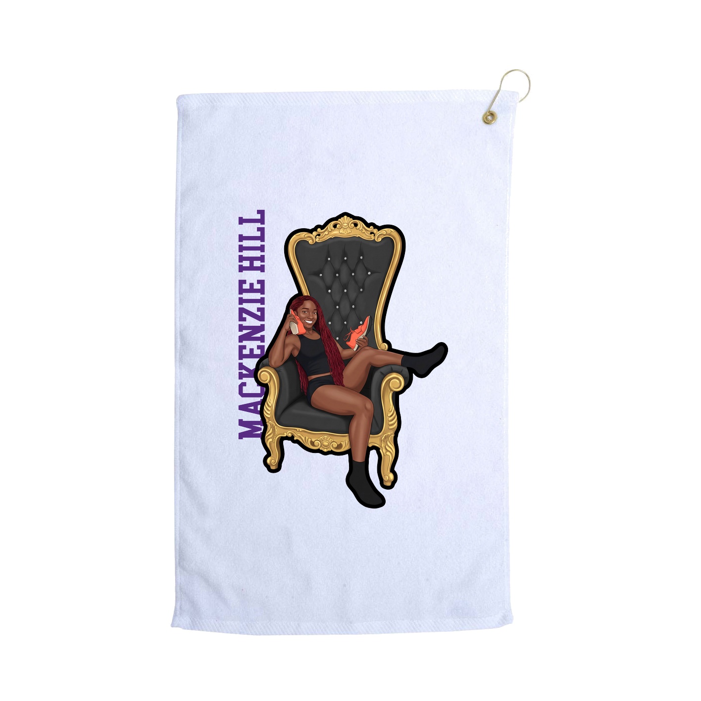 Golf Towel — Name Vertical in White