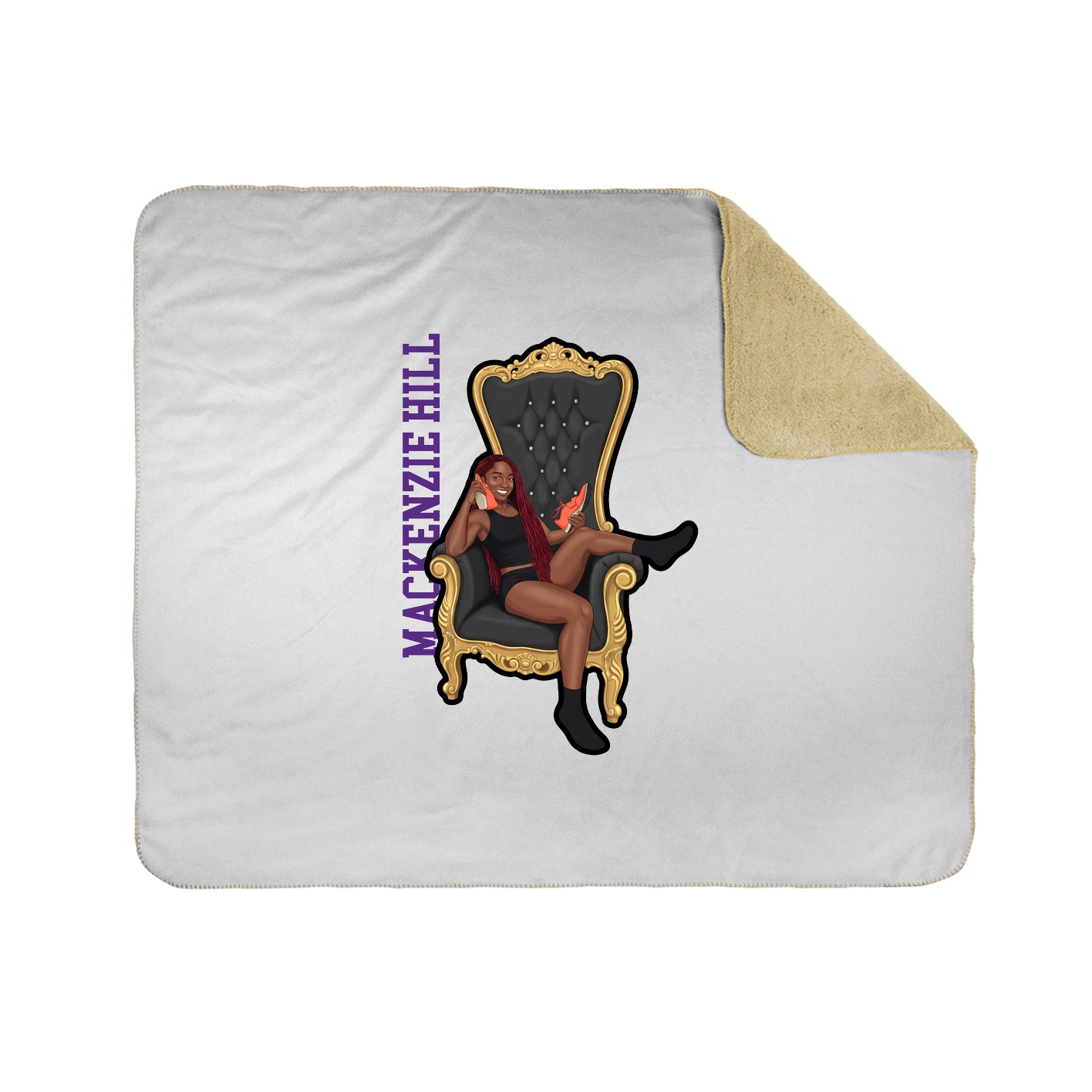 Throw Blanket — Name Vertical in White