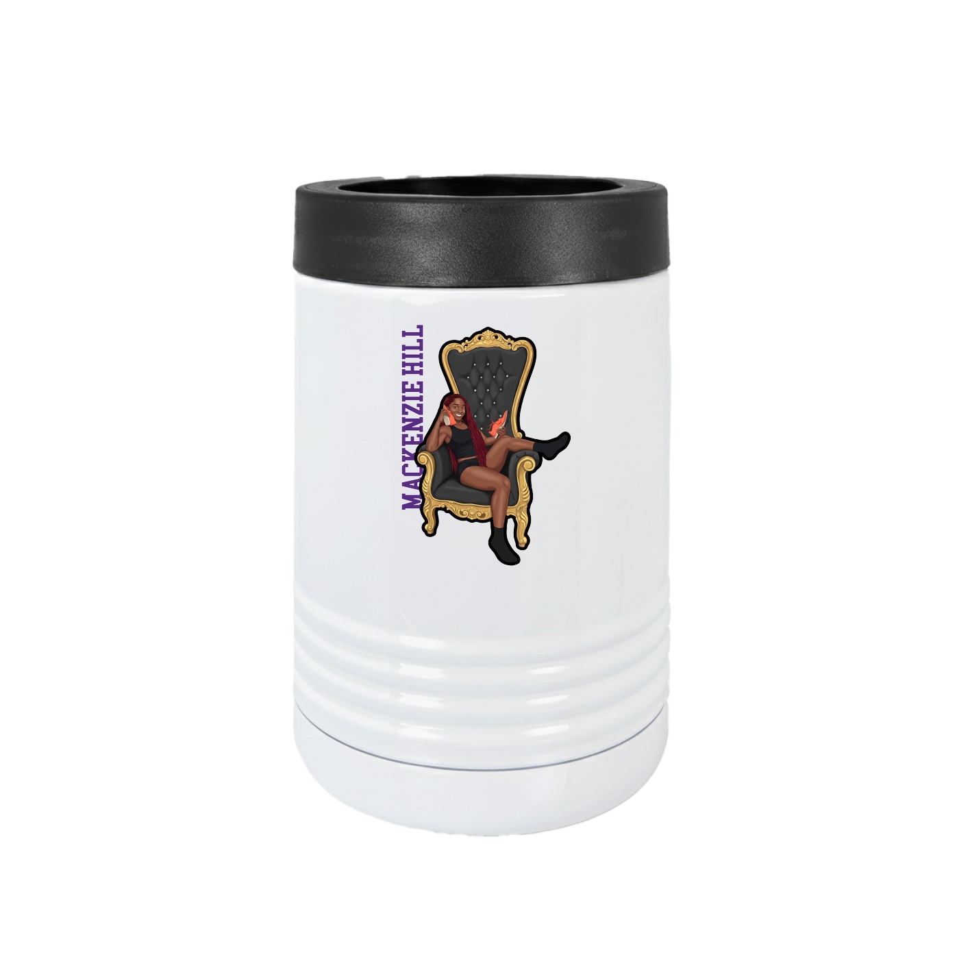 Beverage Holder — Name Vertical in White