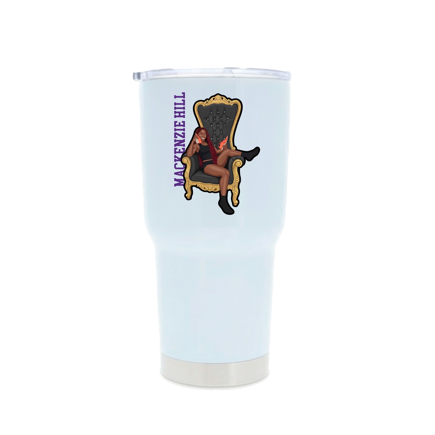30oz Stainless Steel Tumbler — Name Vertical in White