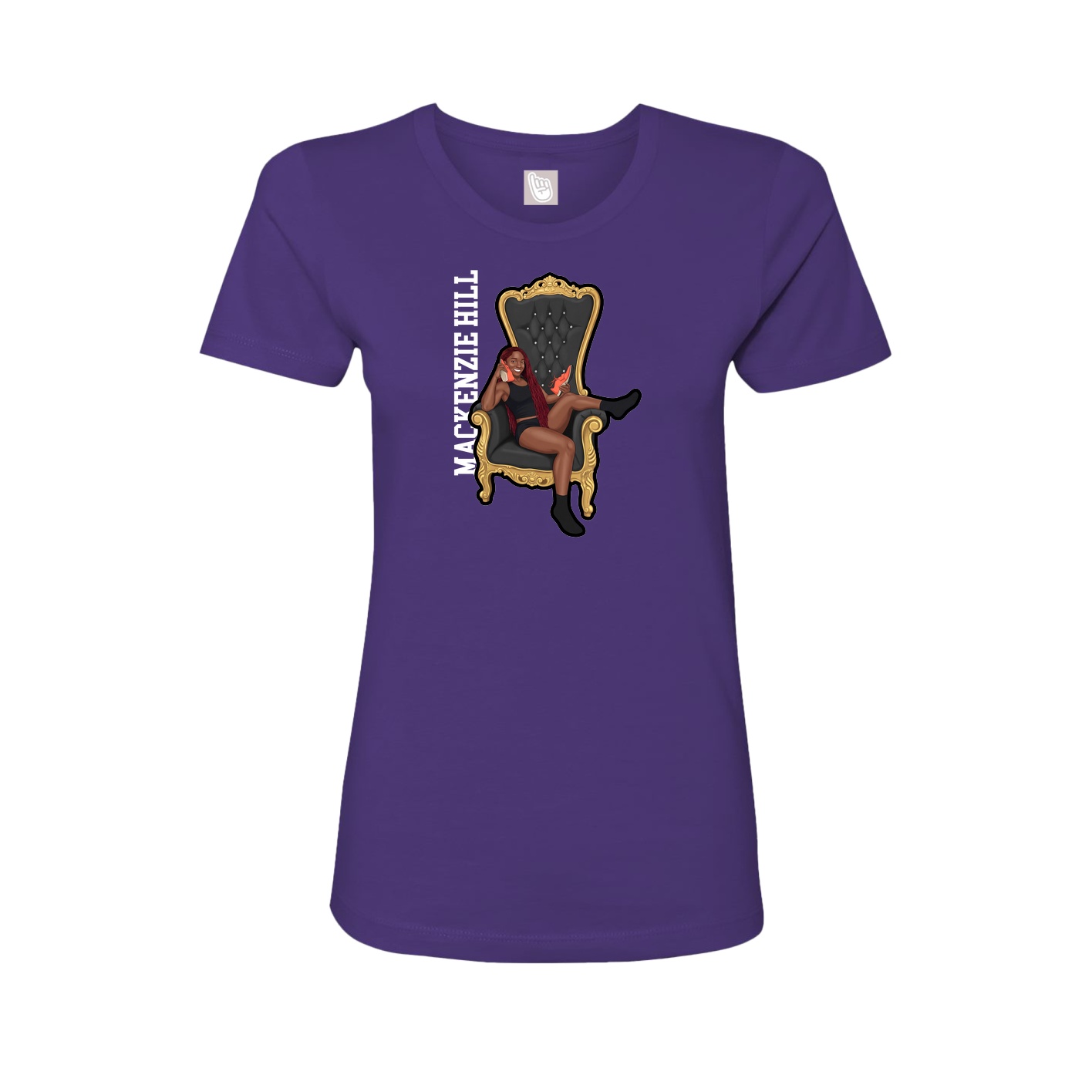 Womens Tee — Name Vertical in Purple