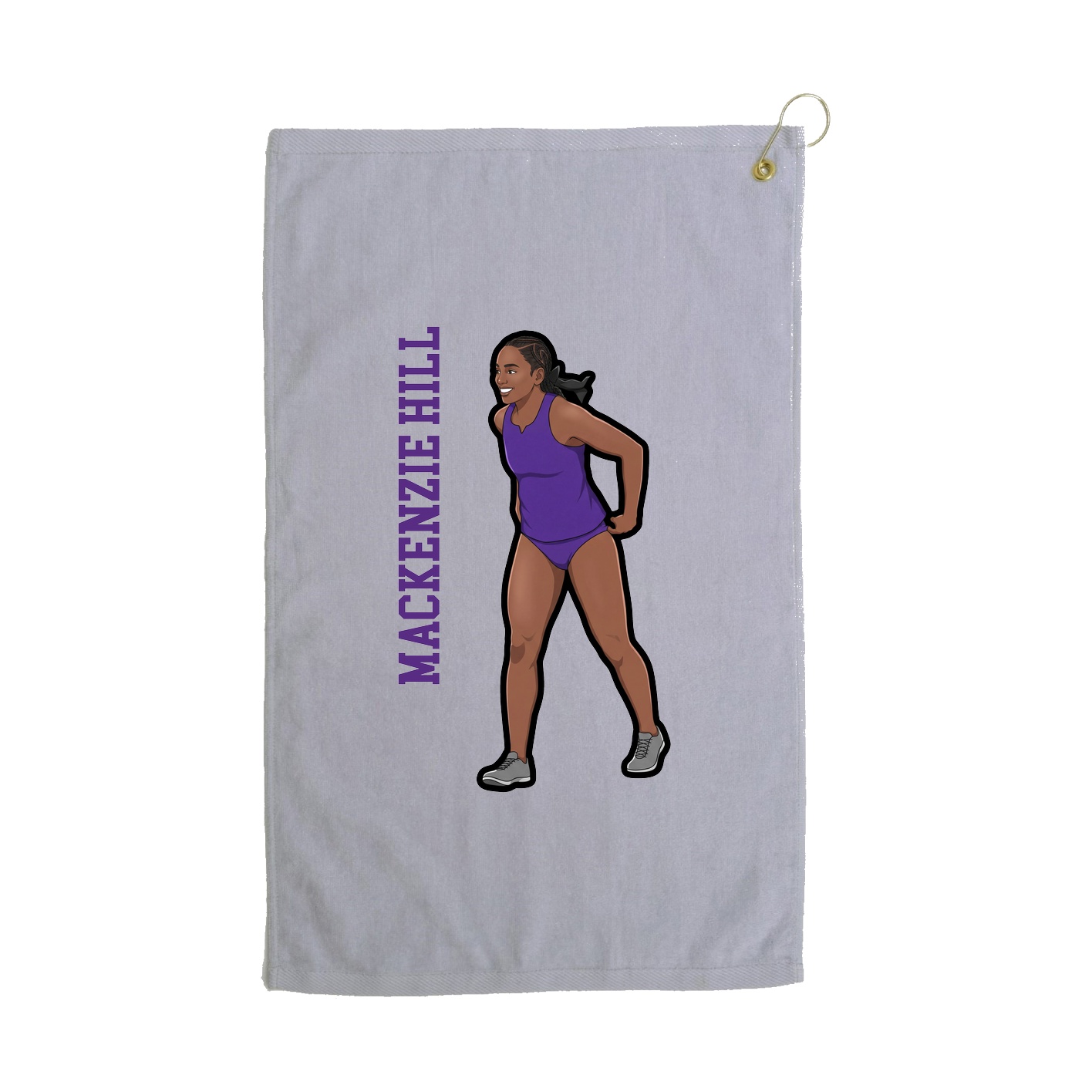 Golf Towel — Name Vertical in Grey