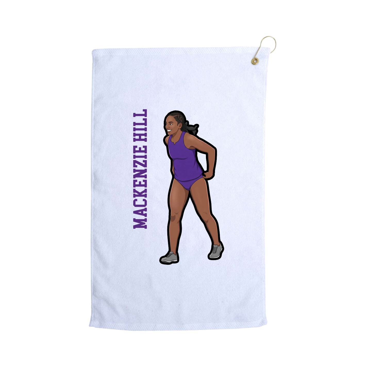 Golf Towel — Name Vertical in White