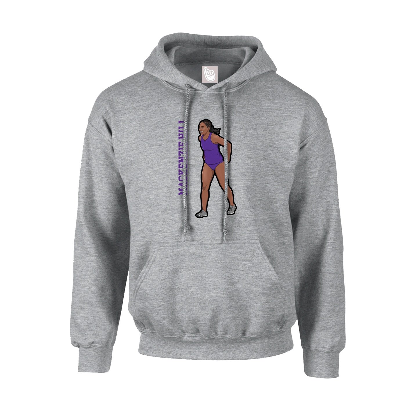 Hoodie — Name Vertical in Grey
