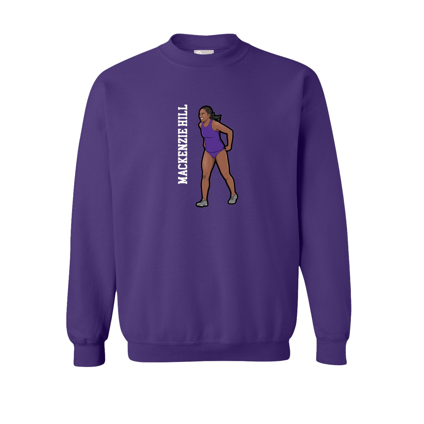 Fleece Crew — Name Vertical in Purple