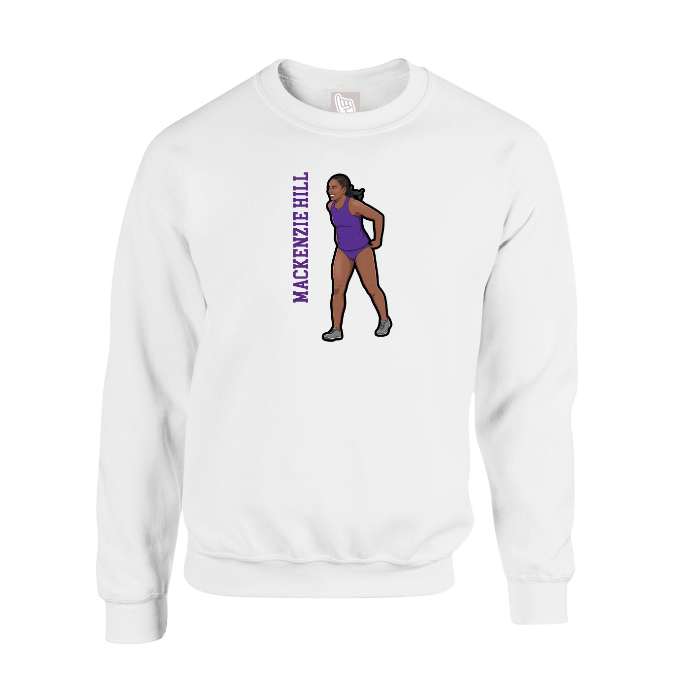 Fleece Crew — Name Vertical in White