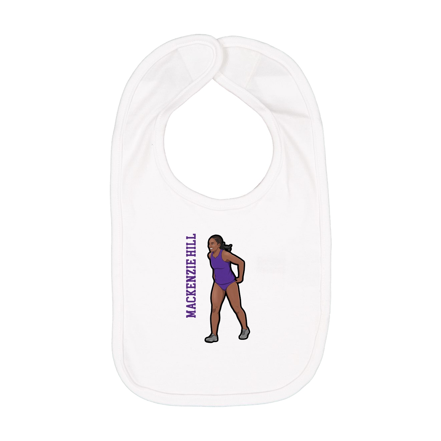 Infant Bib — Name Vertical in White