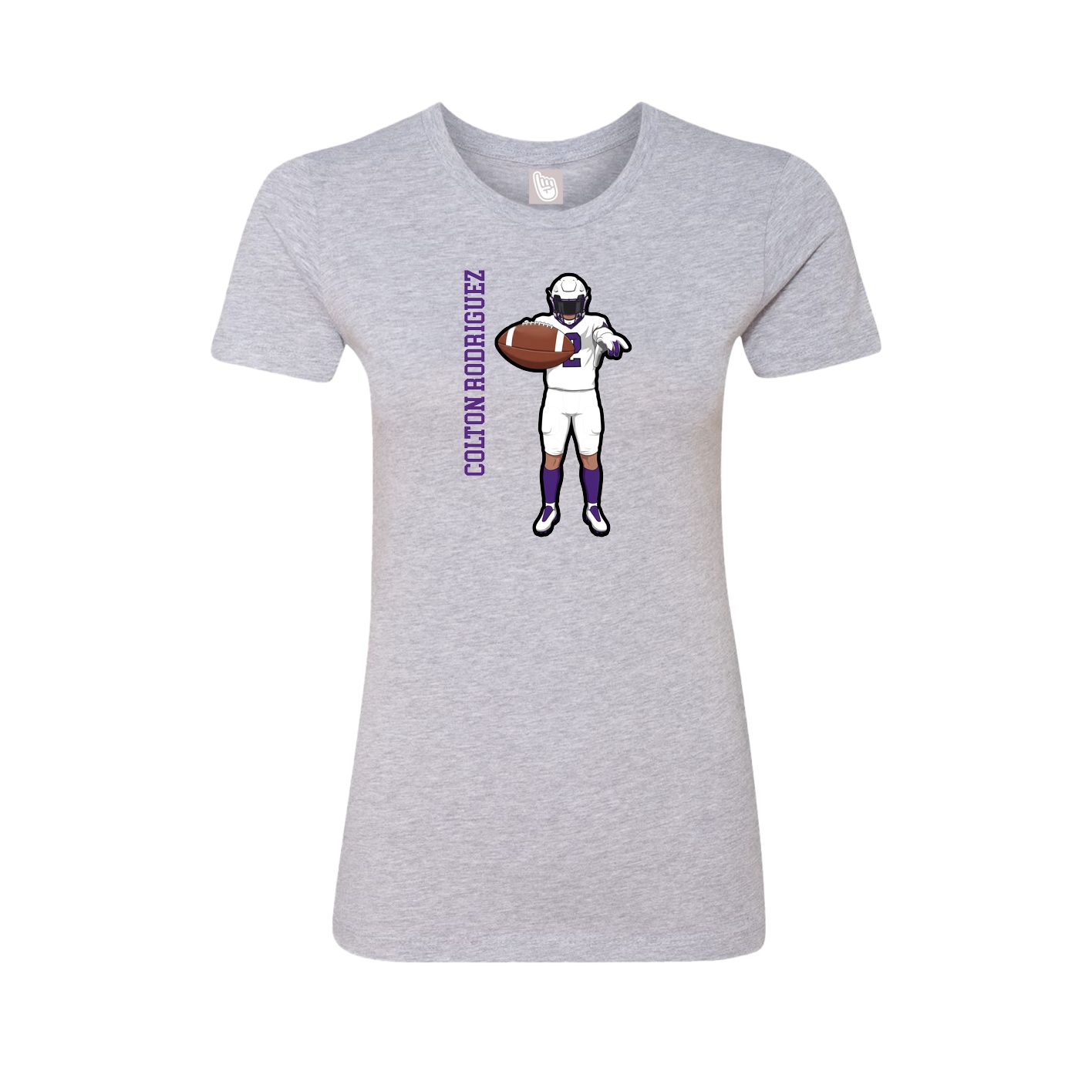 Womens Tee — Name Vertical in Grey