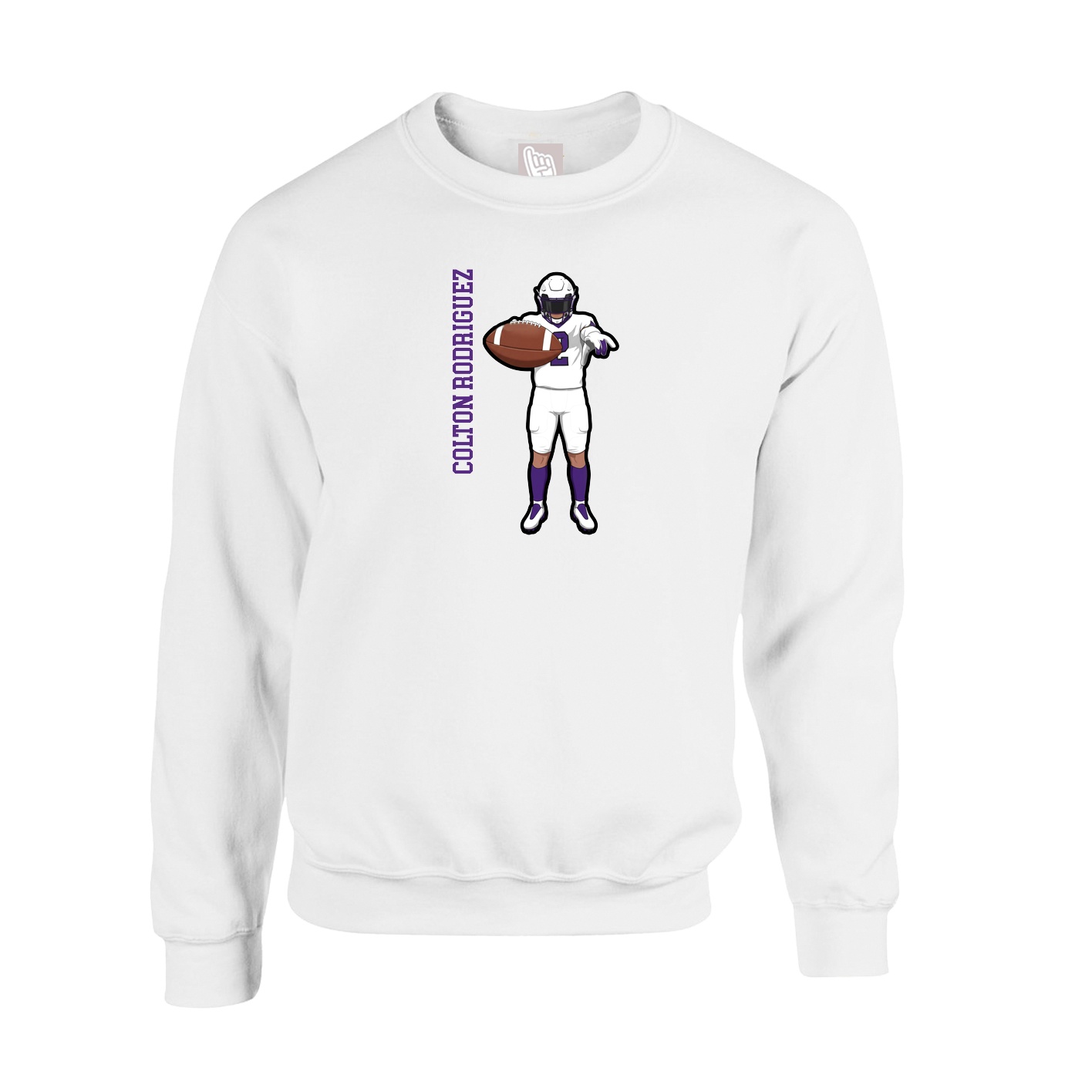 Fleece Crew — Name Vertical in White