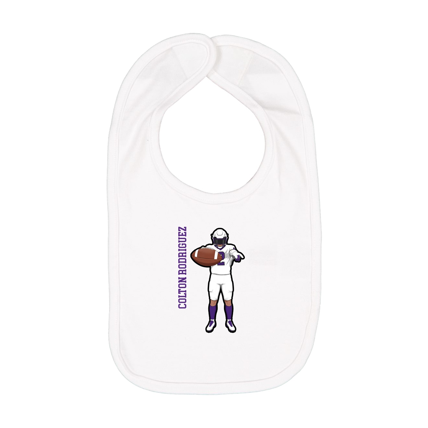 Infant Bib — Name Vertical in White