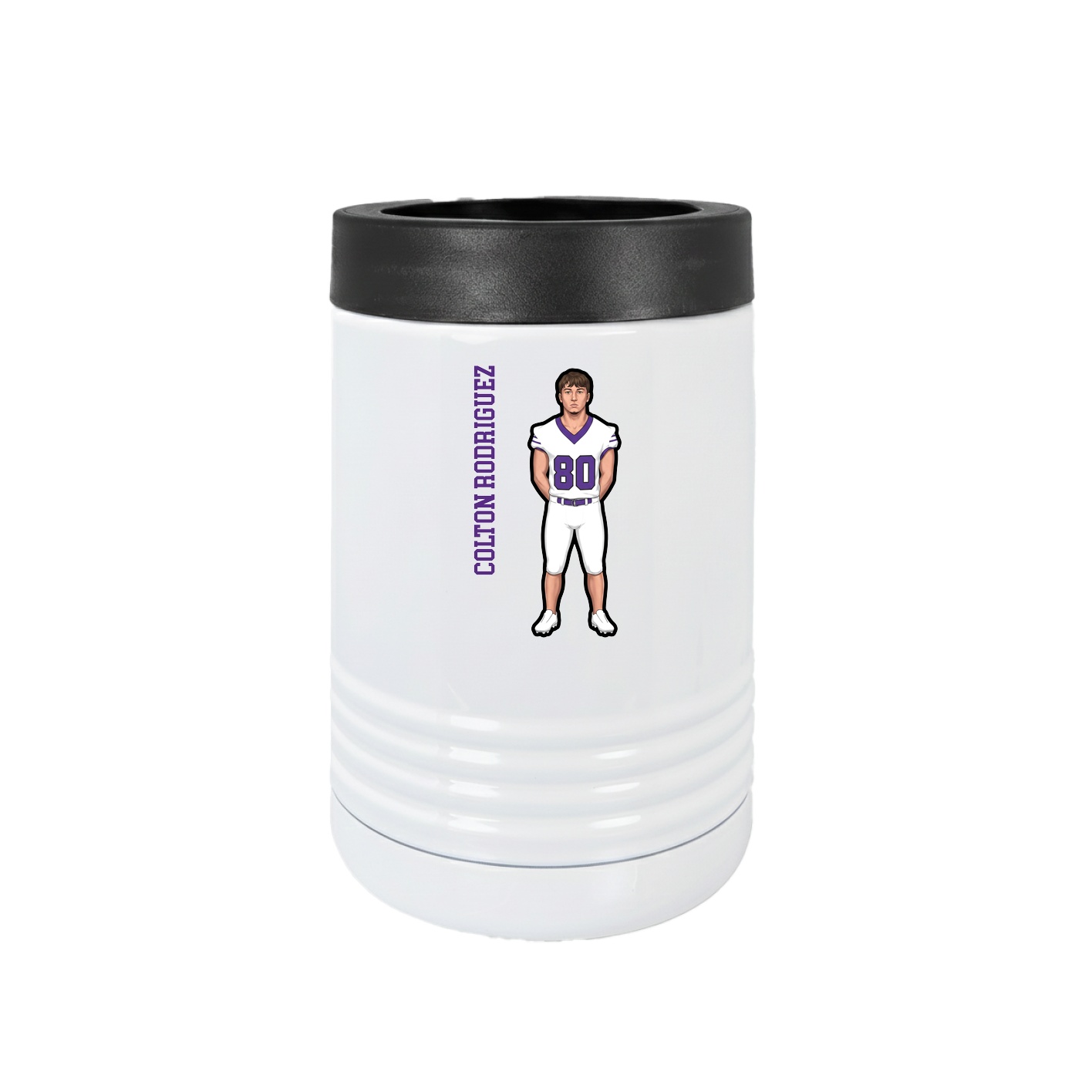 Beverage Holder — Name Vertical in White