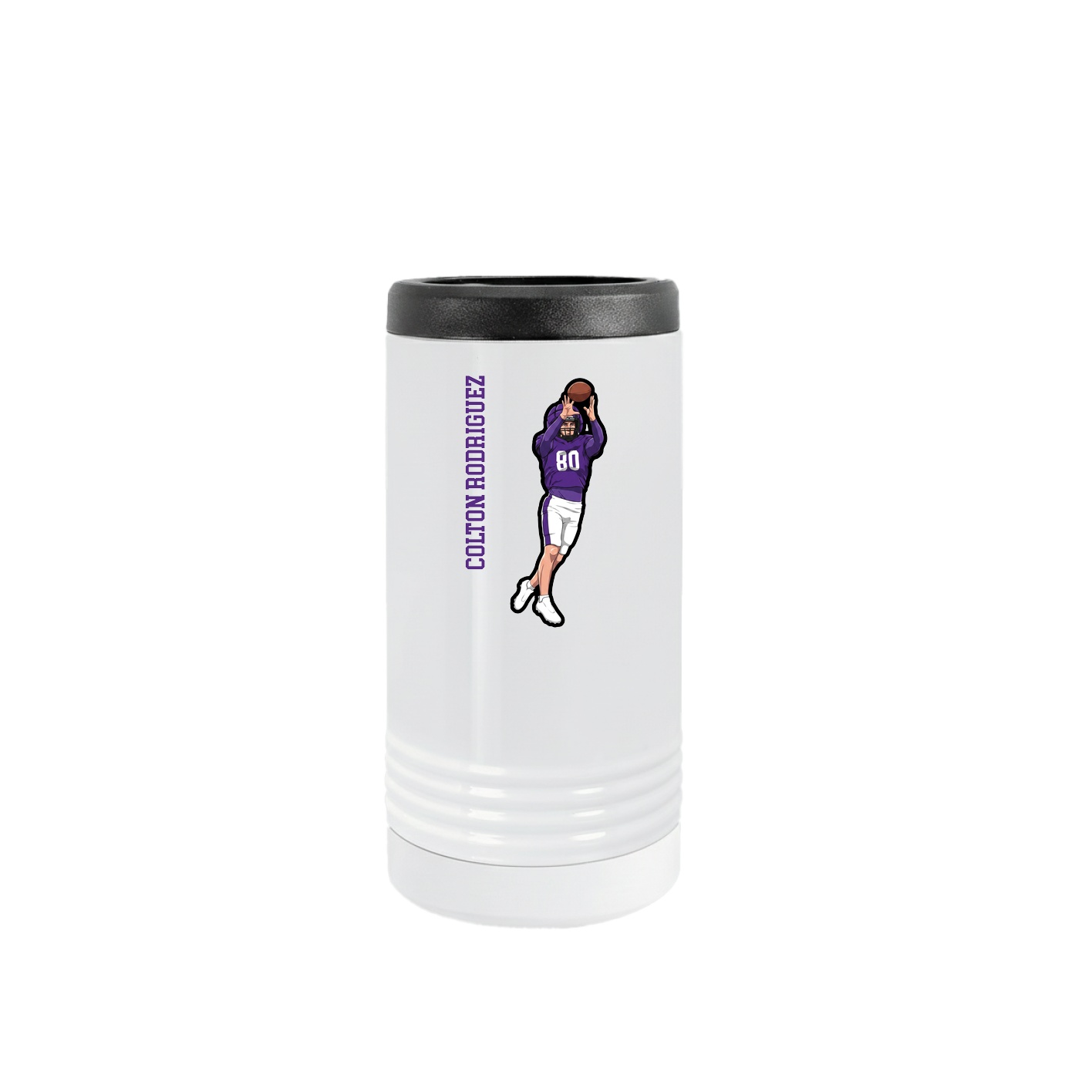 Slim Beverage Holder — Name Vertical in White